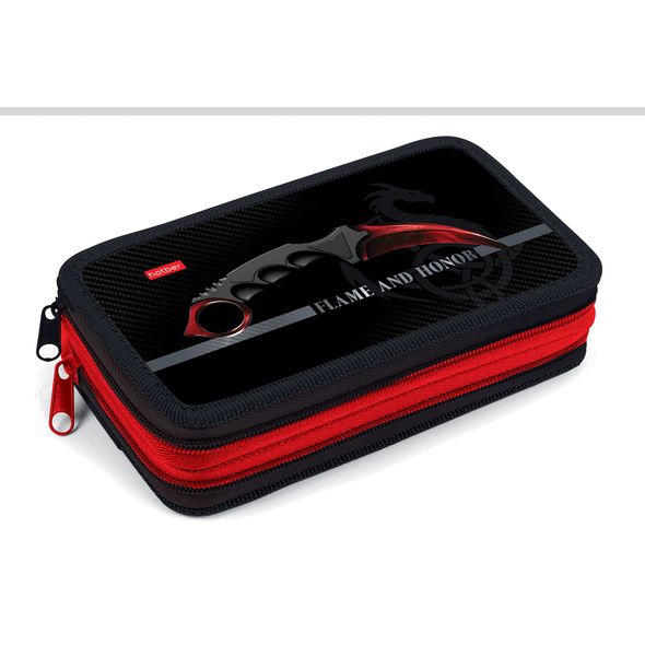 Пенал Hatber 190х110мм 2 отделения на молнии конгрев -Karambit-  в индив.упак. , 